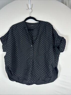 Journal Standard Black Polka Dot V Neck Blouse Short Sleeve Japanese Fashion
